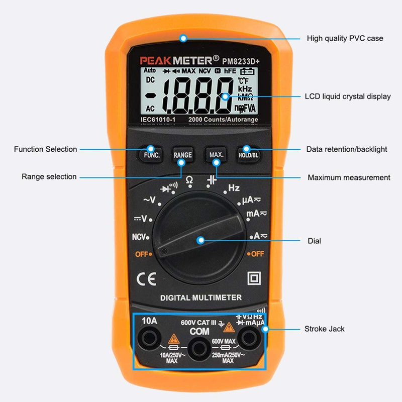 Digital Multimeter – High-Sensitivity Voltmeter & Ammeter for AC/DC Voltage Current Resistance & Continuity