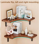 Solid Wood Corner Floating Shelves – 3 Piece Rustic Wall Display Storage