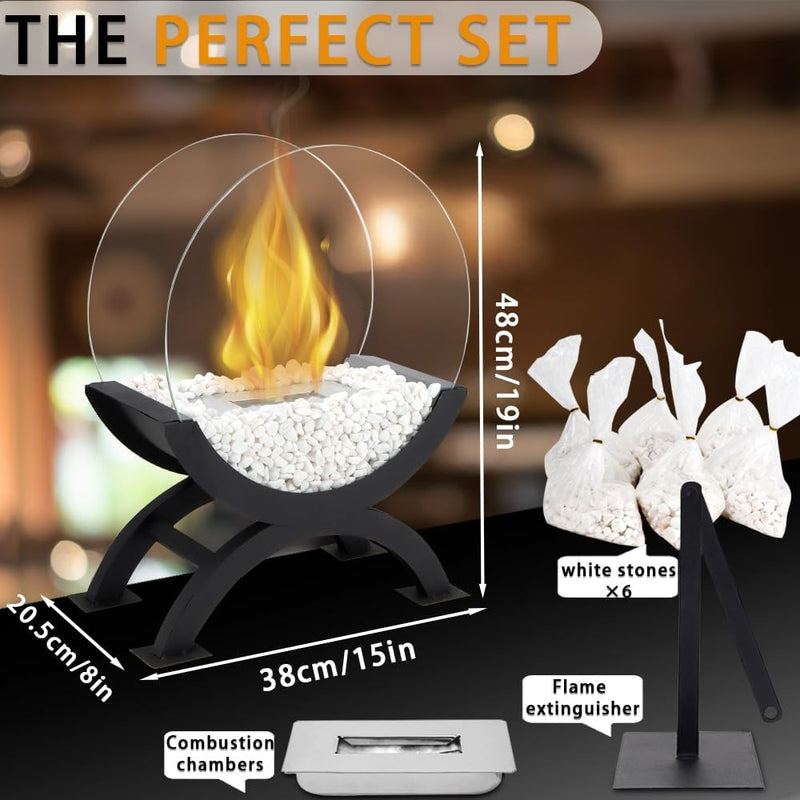 Compact Bio Ethanol Tabletop Fire Pit – Ventless Glass Fire Bowl for Indoor & Outdoor Use