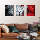 3-Piece Abstract Landscape Canvas Wall Art – Clouds & Trees Framed Modern Oil Painting