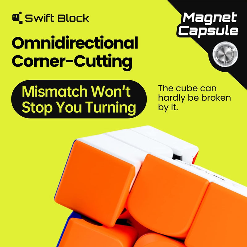 3x3 Magnetic Speed Rubik's Cube – Fast Smooth Stickerless Puzzle with 48 Magnets