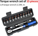 15PCS Torque Wrench Set – 1/4" Socket & Spanner Kit for Bike Repairs