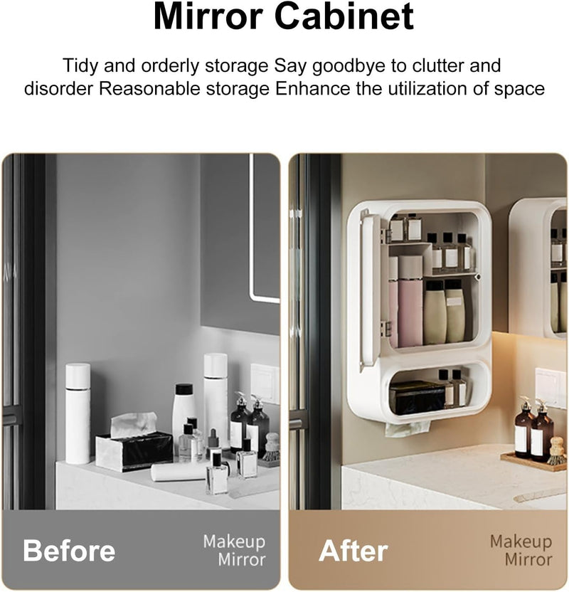 LED Bathroom Mirror Cabinet – Storage with Magnetic Door & Tissue Dispenser