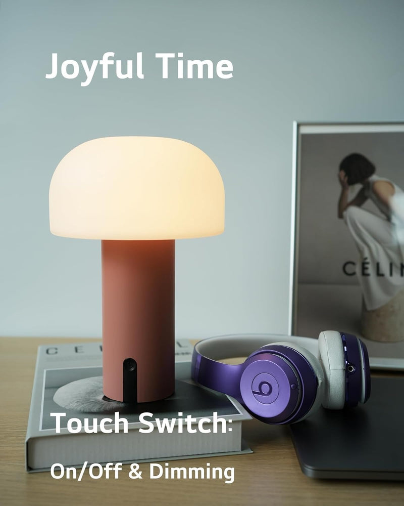 Rechargeable Mushroom Table Lamp – Waterproof with Touch-Dimmable LED Light