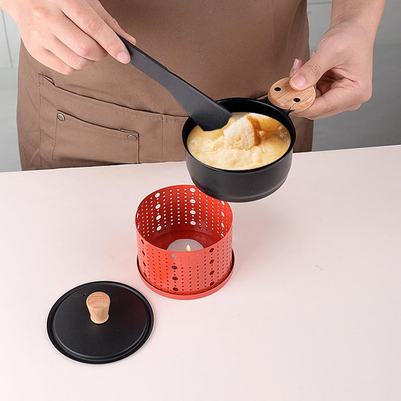 Raclette Table Grill & Cheese Melter – Portable Non-Stick Mini Grill with Wooden Handle