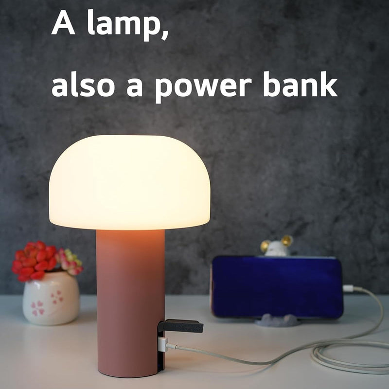 Rechargeable Mushroom Table Lamp – Waterproof with Touch-Dimmable LED Light