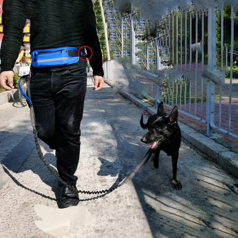 Hands-Free Dog Leash with Waist Belt & Bag – Stretchable Dog Lead for Walking Jogging & Running