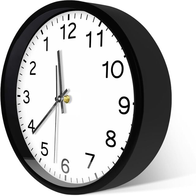 Silent Wall Clock 12 Inches – Large Numbers Easy-to-Read Ideal for Home Decor