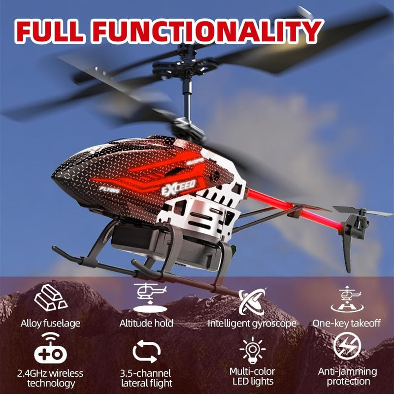 Remote Control Helicopter 2.4Ghz – 3.5 Channel RC Toy with Gyro Altitude Hold & LED Lights