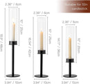 Glass Candlestick Holder Set of 3 – Modern Taper Candle Holders Table Centerpiece & Fireplace Decor