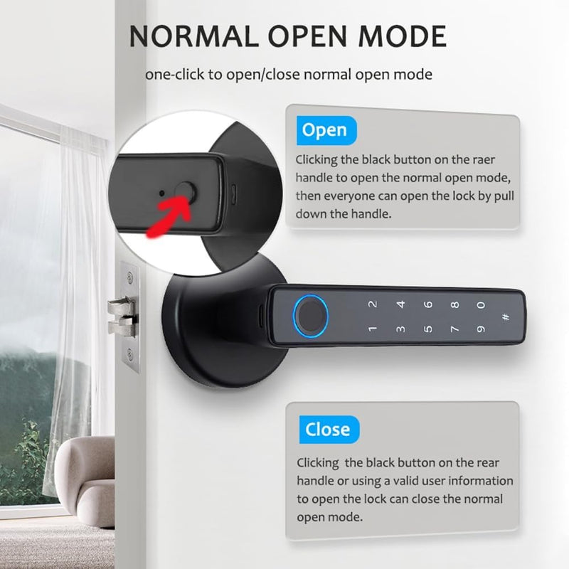 Smart Fingerprint Door Lock Handle – Tuya App Bluetooth & Password Access