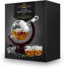 Globe Whiskey Decanter Set – 850ml Handcrafted Glass with 2 Globe Glasses
