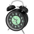 Twin Bell Alarm Clock 4 Inch – Rechargeable Luminous Retro Silent with Backlight