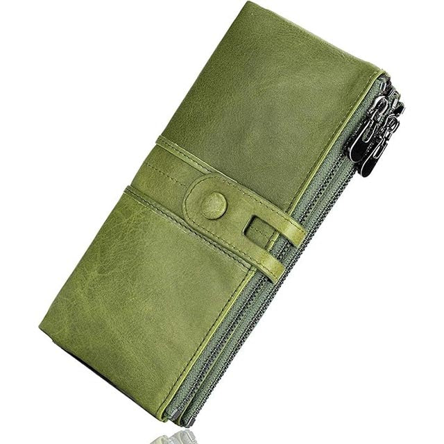 Genuine Leather Women’s Purse– Slim Bifold Clutch with RFID Blocking