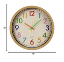 Colorful Silent 12 " Wall Clock – Kids Room Battery Operated Vintage Style