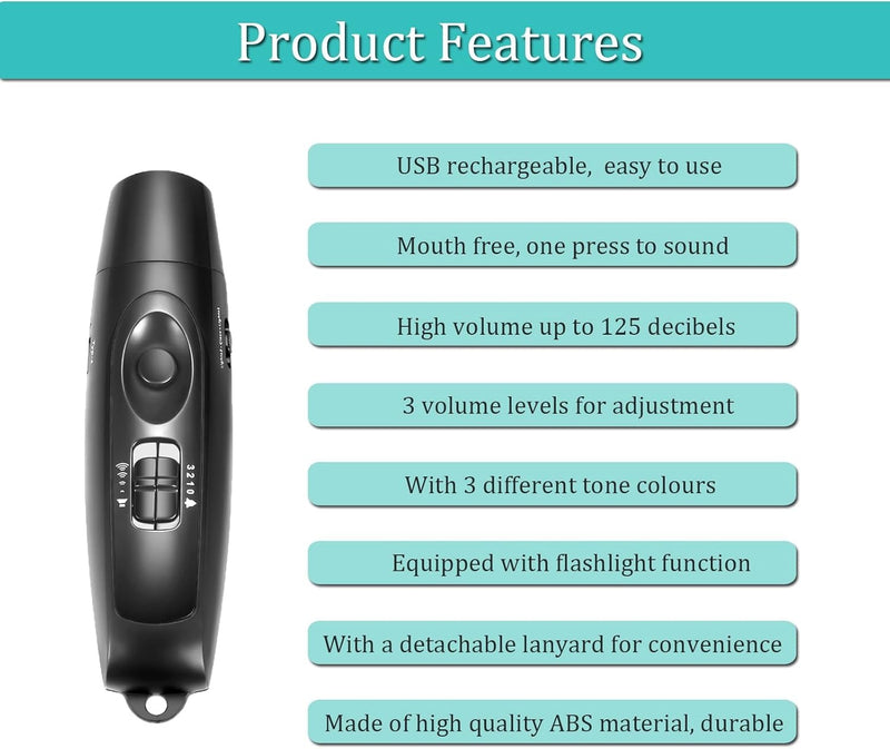 Multipurpose Blowless Electronic Whistle – Portable Loud 3-Tone Hand Whistle
