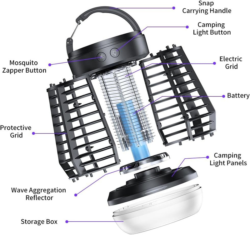 Portable Mosquito Zapper & Fly Repellent – Electric Bug Zapper Indoor & Outdoor Use