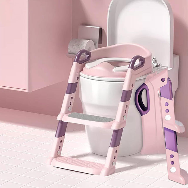 Children's Folding Toilet Training Seat with Ladder – Adjustable Step Stool for Boys & Girls