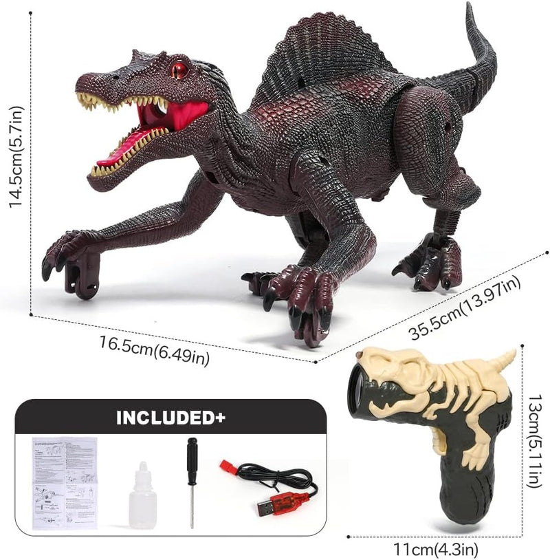 Remote Control Dinosaur Toy – Rechargeable Spinosaurus with Lights & Spray Mist