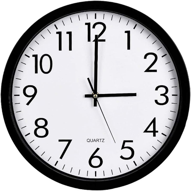 Silent Wall Clock 12 Inches – Large Numbers Easy-to-Read Ideal for Home Decor