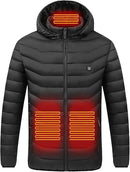 Unisex Heated Winter Jacket – 9 Heating Zones Lightweight Quilted Coat with Hood