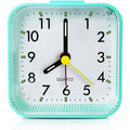 Silent Sweep Square Analog Alarm Clock – Battery Powered Non-Ticking with Snooze & Light