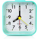 Silent Sweep Square Analog Alarm Clock – Battery Powered Non-Ticking with Snooze & Light
