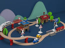 Wooden Train Set with Tracks & Station 88-Pieces – Compatible with Thomas Electric Train for Kids 3+