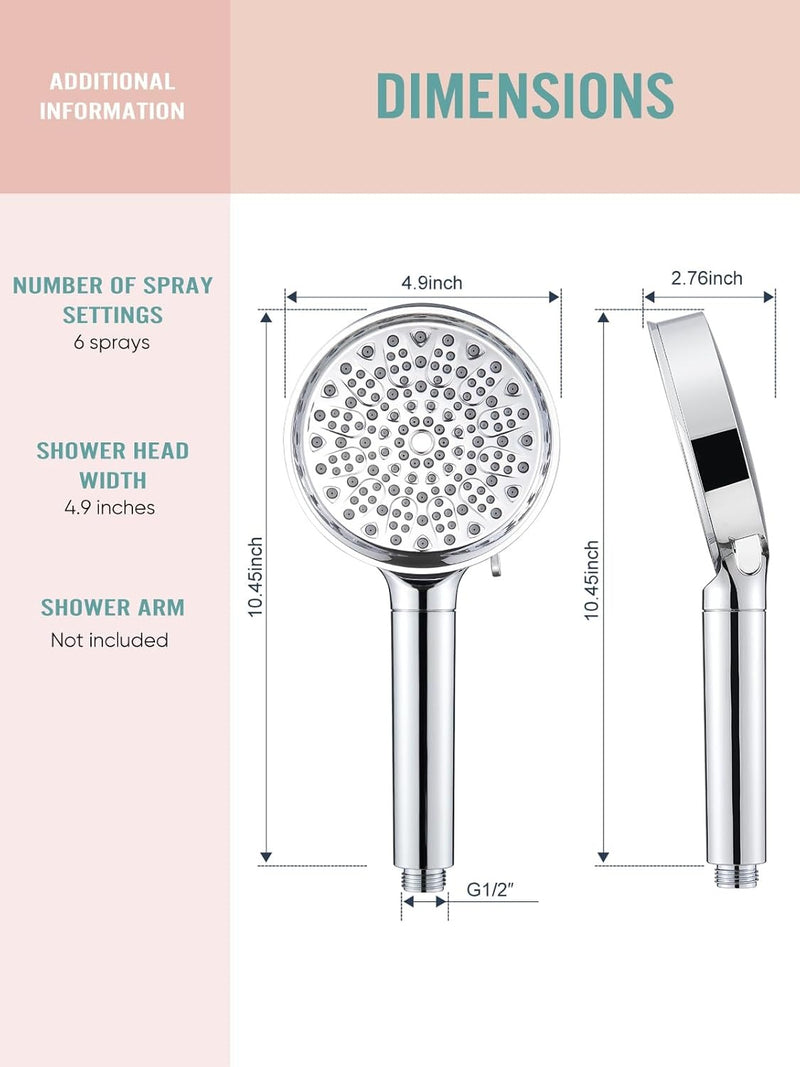 Filtered Handheld Shower Head – High Pressure Water Softener with Filter Beads Hose and Bracket