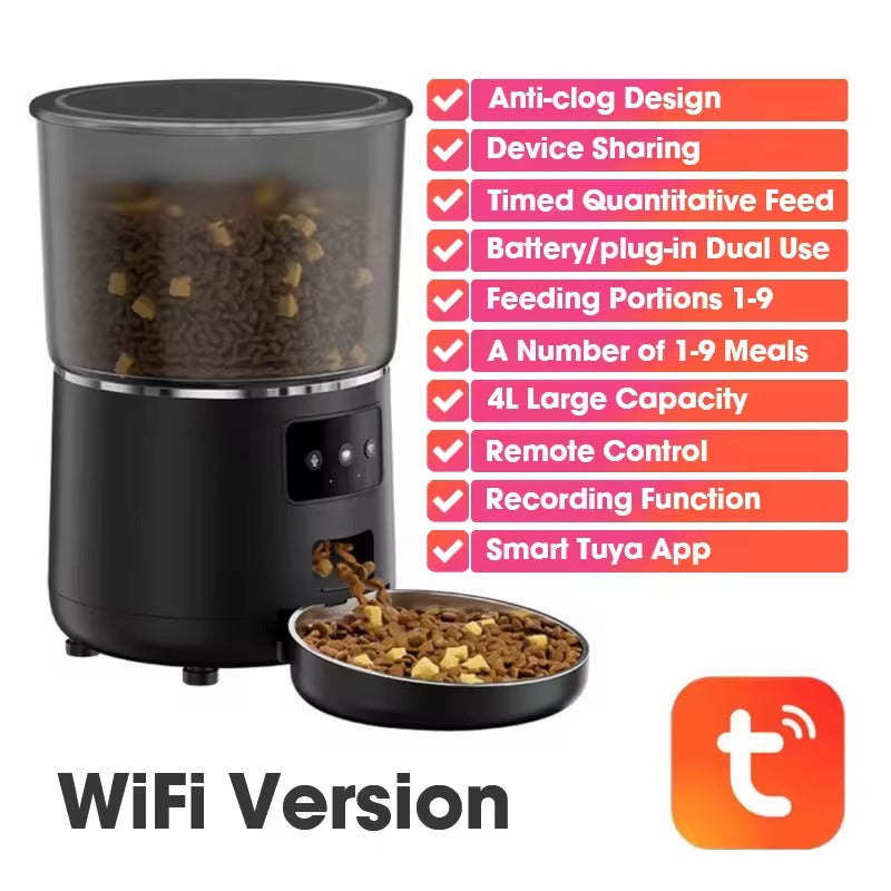 Smart WiFi Pet Feeder for Cats & Dogs – 4L Automatic Dispenser