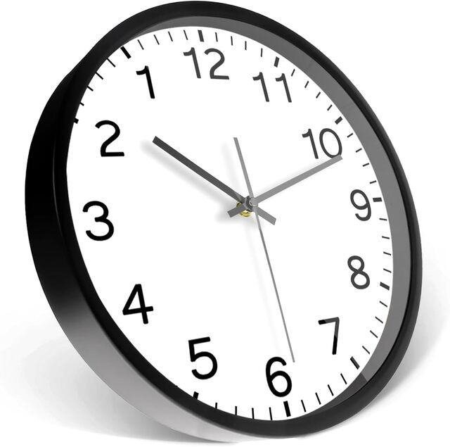 Silent Wall Clock 12 Inches – Large Numbers Easy-to-Read Ideal for Home Decor