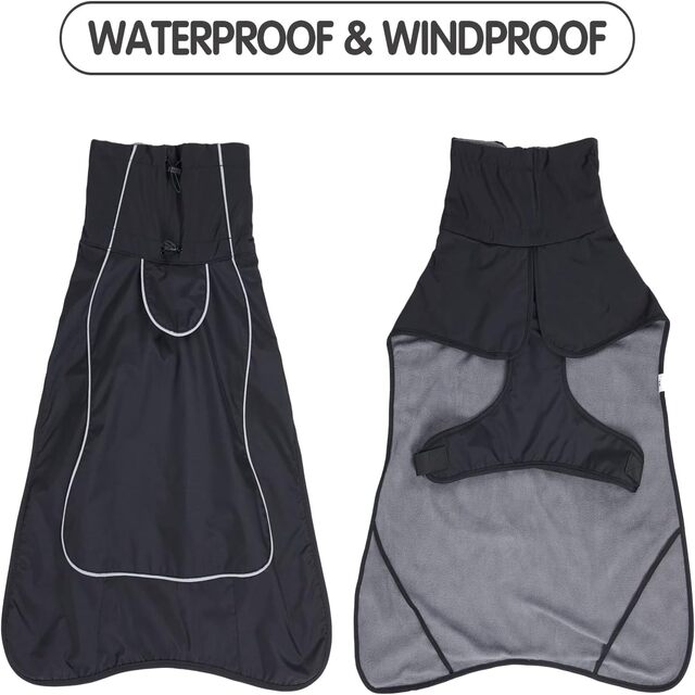 Waterproof Dog Coat – Fleece-Lined Winter Jacket with Reflective Straps & Harness Hole