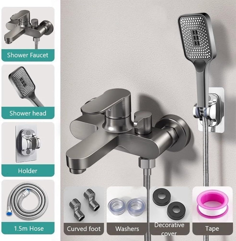 Modern Shower Faucet Set – Copper Bathroom Mixer Tap with Shower Head