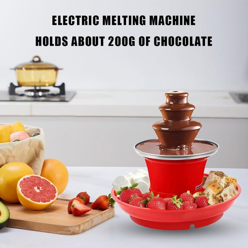Mini Chocolate Fountain – 3-Tier Electric Fondue Set Stainless Steel for Parties & Events