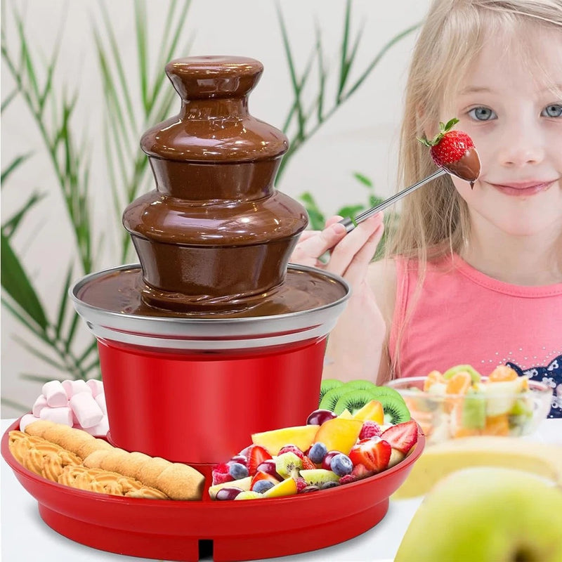 Mini Chocolate Fountain – 3-Tier Electric Fondue Set Stainless Steel for Parties & Events