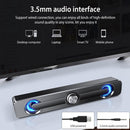 PC Soundbar Speaker – USB Powered with LED Lights 3.5mm Jack for Laptop & TV