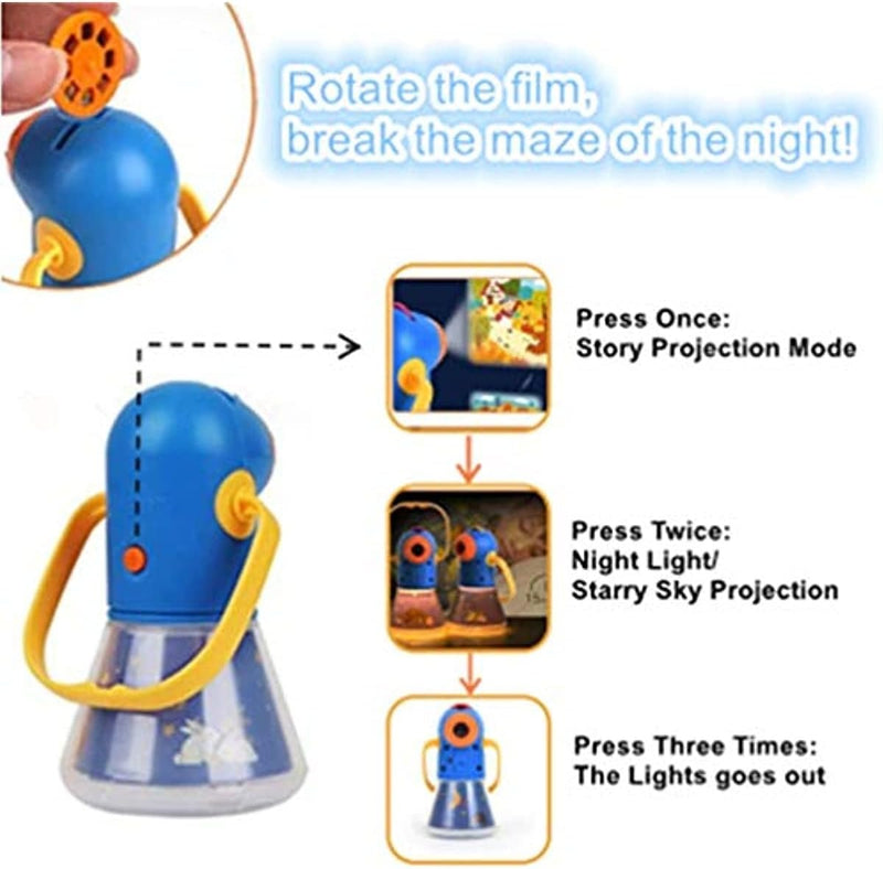 Kids Story Projector – Night Light Fairy Tale Toy with 8 Story Reels