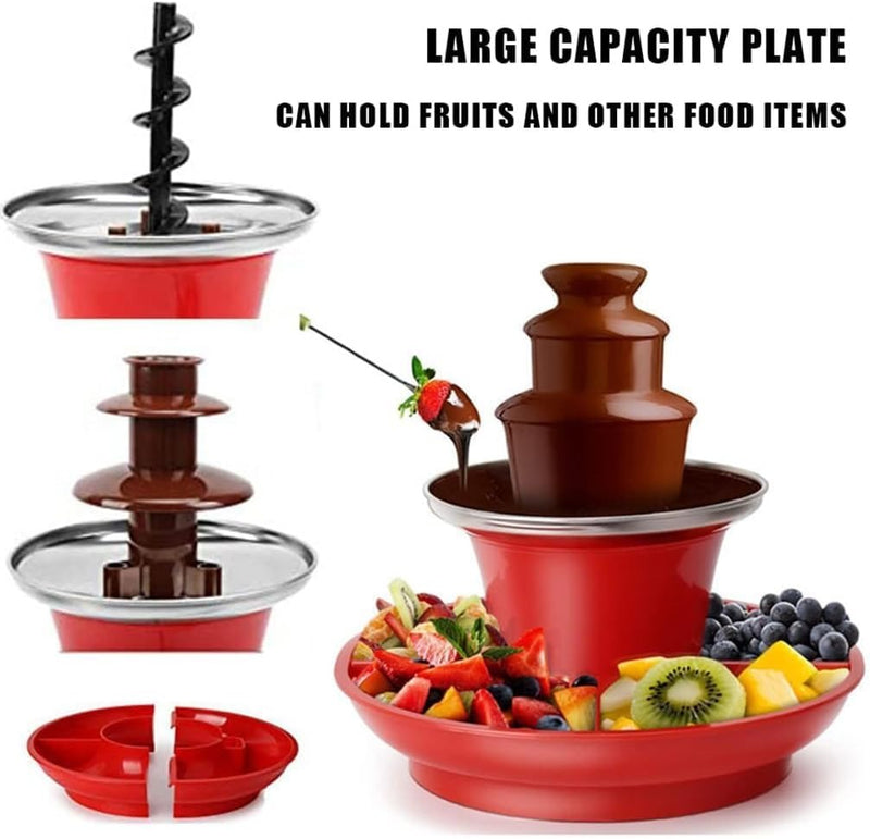 Mini Chocolate Fountain – 3-Tier Electric Fondue Set Stainless Steel for Parties & Events
