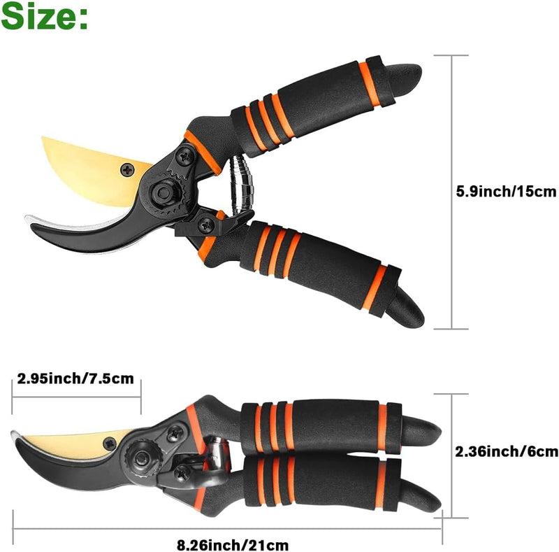 Professional Garden Secateurs – Bypass Pruning Shears for Branches Hedges & Flowers