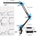 LED Desk Lamp with Clamp - 3 Color Modes with 10 Brightness Levels and Adjustable Arm