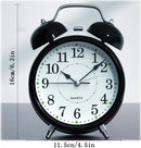Twin Bell Alarm Clock 6 Inch – Rechargeable Silent Tick Battery Powered for Heavy Sleepers