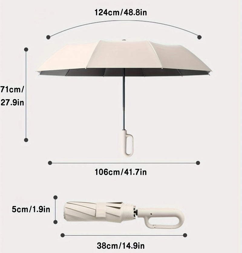 Windproof Folding Umbrella – Reinforced Frame Auto Open/Close Buckle Handle