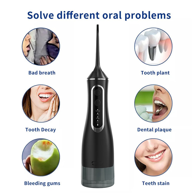 Waterproof Cordless Water Flosser – 320ML Rechargeable Oral Irrigator with 4 Modes & 5 Tips