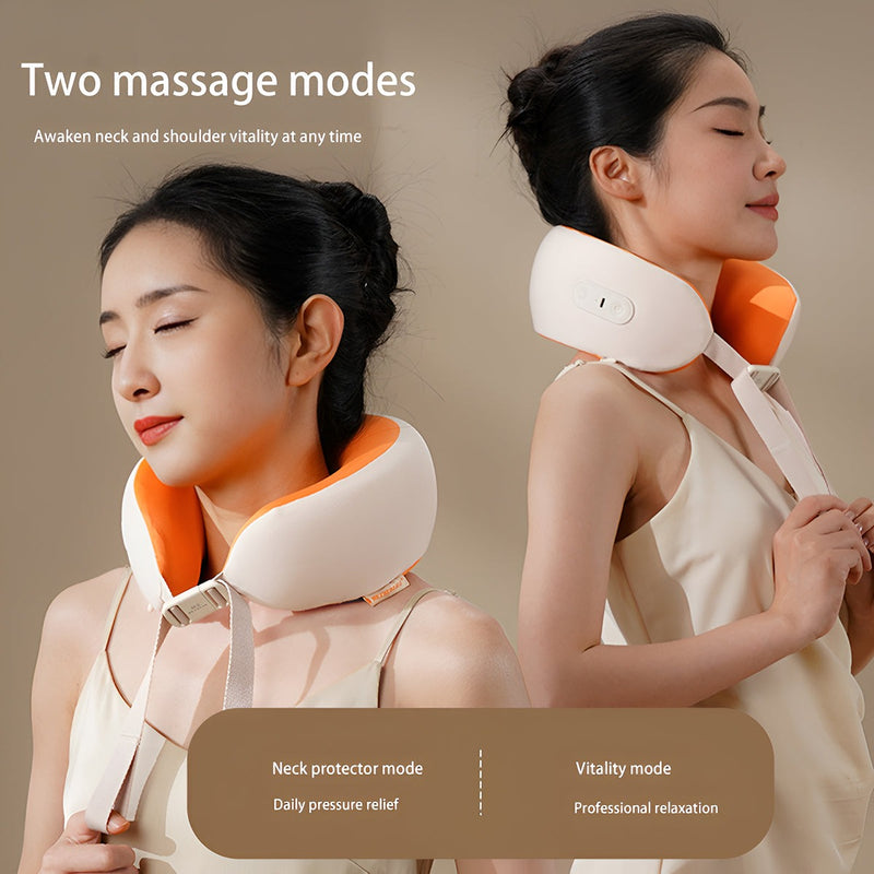 Rechargeable U-Shape Memory Foam Neck Massager – Heated Kneading Pillow for Pain Relief