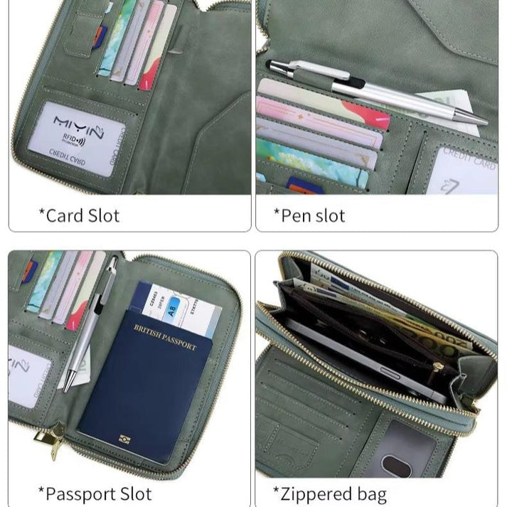 RFID-Blocking Passport Holder – Slim Travel Wallet with  Strap for Security On-the-Go