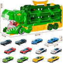 Dinosaur Race Track Toy – 59" Transport Truck with 12 Die-cast Cars