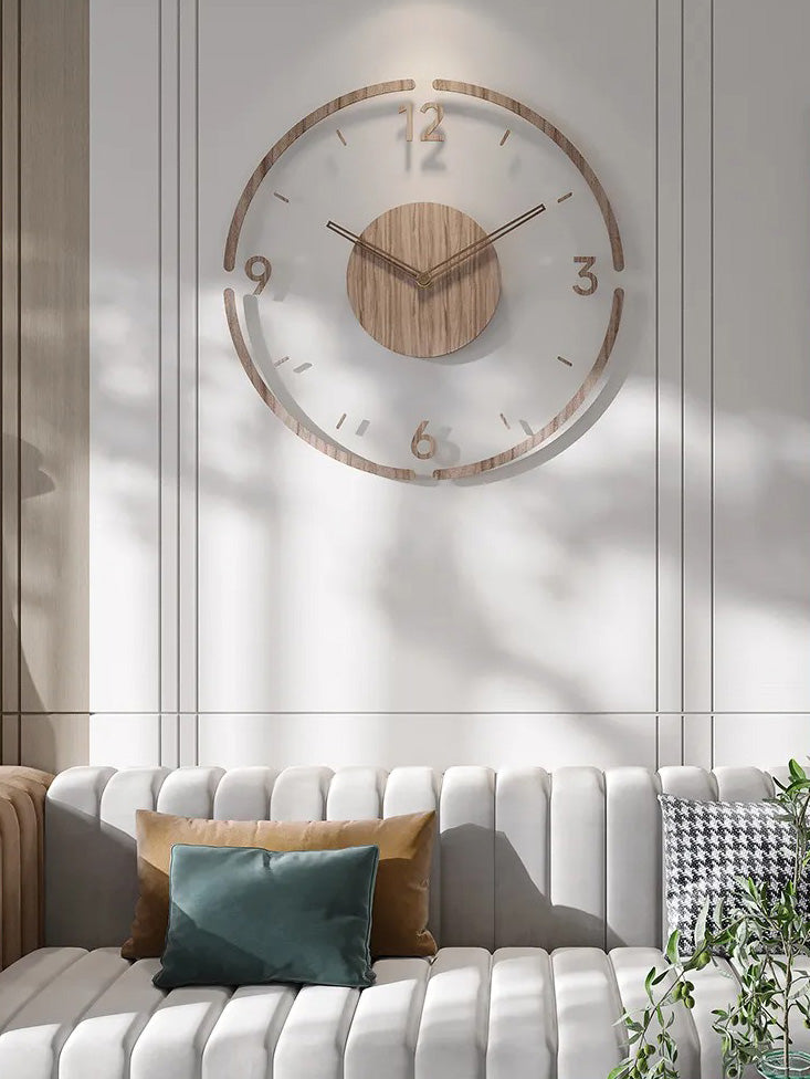 Nordic 14" Wooden Wall Clock – Silent Non-Ticking Modern Scandinavian Design for Home & Office Decor