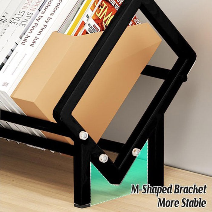 Stainless Steel Desktop Bookcase – 40cm Shelf Organizer for Books Records & Magazines