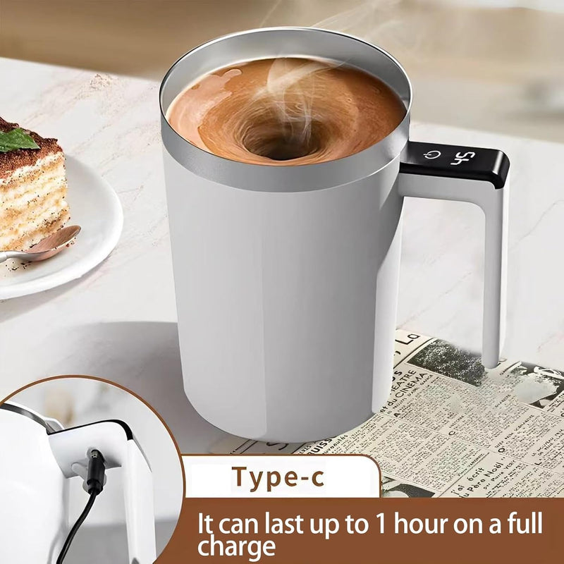 Auto Stirring Coffee Mug – 400ml Rechargeable Stainless Steel Cup