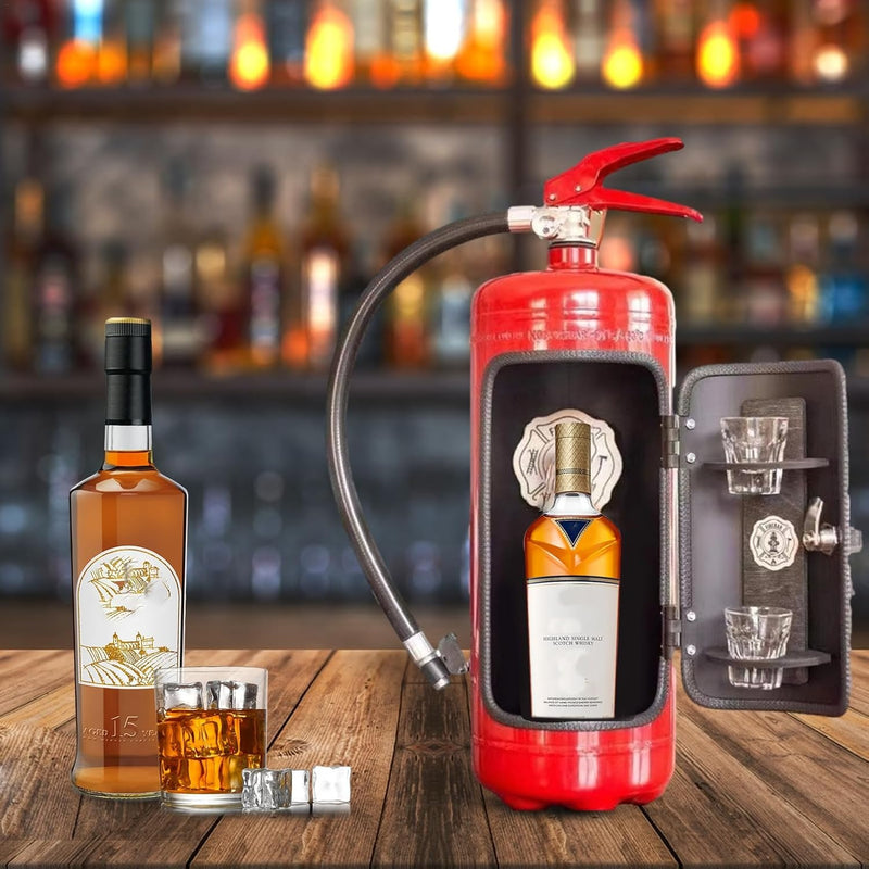 Fire Extinguisher Home Bar Cabinet – Novelty Whiskey Cabinet & Gift for Men